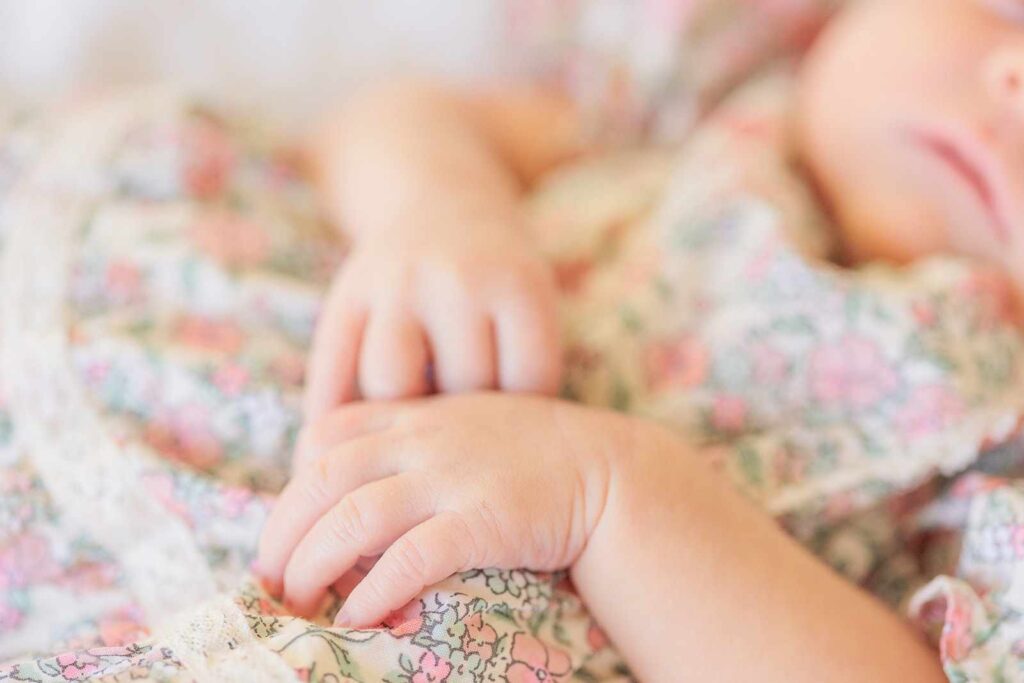 Close up photo of newborn hands